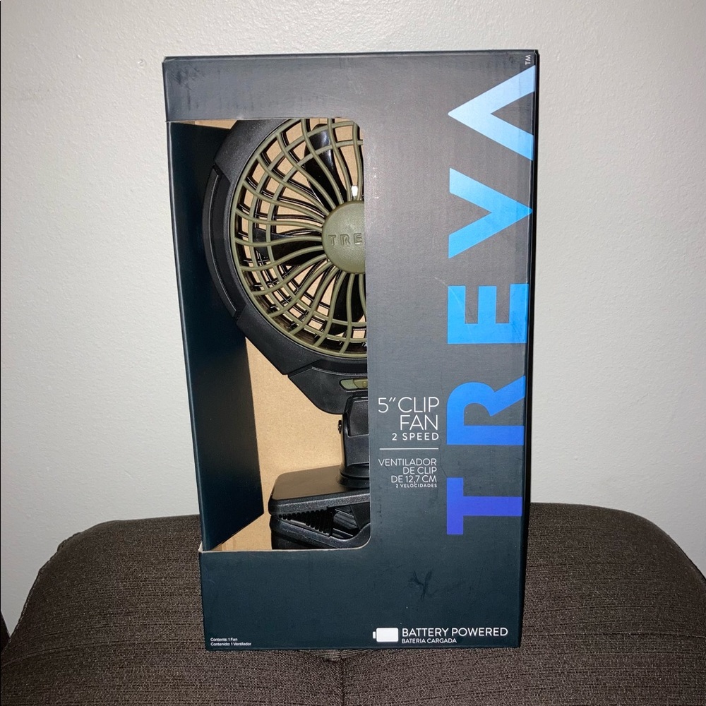 Portable Fan with 2 high speeds, 330 degree swivel, and a heavy duty clip.